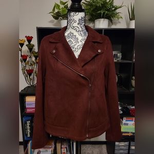 Old Navy Suede Moto Jacket Wine Purple Large